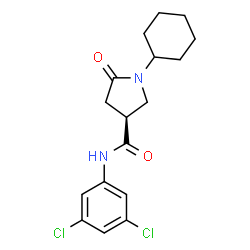 ChemSpider 2D Image | (3S)-1-Cyclohexyl-N-(3,5-dichlorophenyl)-5-oxo-3-pyrrolidinecarboxamide | C17H20Cl2N2O2