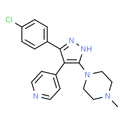ChemSpider 2D Image | 1-(5-(4-chlorophenyl)-4-(4-pyridinyl)-1H-pyrazol-3-yl)-4-methylpiperazine | C19H20ClN5