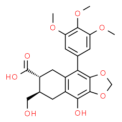 ChemSpider 2D Image | (6R,7R)-9-Hydroxy-7-(hydroxymethyl)-4-(3,4,5-trimethoxyphenyl)-5,6,7,8-tetrahydronaphtho[2,3-d][1,3]dioxole-6-carboxylic acid | C22H24O9