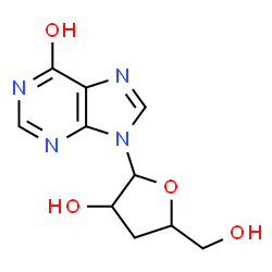 ChemSpider 2D Image | 9-(3-Deoxypentofuranosyl)-1,9-dihydro-6H-purin-6-one | C10H12N4O4
