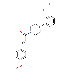 ChemSpider 2D Image | (2E)-3-(4-Methoxyphenyl)-1-{4-[3-(trifluoromethyl)phenyl]-1-piperazinyl}-2-propen-1-one | C21H21F3N2O2