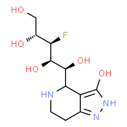 ChemSpider 2D Image | (1S)-3-Deoxy-3-fluoro-1-C-(3-hydroxy-4,5,6,7-tetrahydro-2H-pyrazolo[4,3-c]pyridin-4-yl)-D-arabinitol | C11H18FN3O5