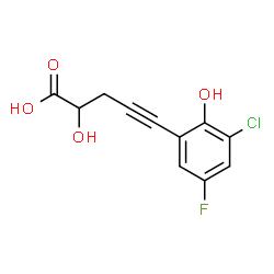 ChemSpider 2D Image | 5-(3-Chloro-5-fluoro-2-hydroxyphenyl)-2-hydroxy-4-pentynoic acid | C11H8ClFO4