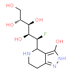 ChemSpider 2D Image | (1S)-1-Deoxy-1-fluoro-1-(3-hydroxy-4,5,6,7-tetrahydro-2H-pyrazolo[4,3-c]pyridin-4-yl)-D-arabinitol | C11H18FN3O5