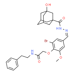 ChemSpider 2D Image | 2-{2-Bromo-4-[(Z)-{[(3-hydroxyadamantan-1-yl)carbonyl]hydrazono}methyl]-6-methoxyphenoxy}-N-(2-phenylethyl)acetamide | C29H34BrN3O5