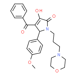 ChemSpider 2D Image | 4-Benzoyl-3-hydroxy-5-(4-methoxyphenyl)-1-[3-(4-morpholinyl)propyl]-1,5-dihydro-2H-pyrrol-2-one | C25H28N2O5