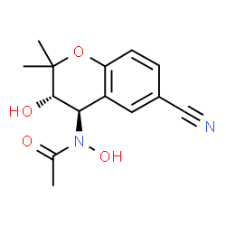 ChemSpider 2D Image | N-((3S,4R)-6-Cyano-3-hydroxy-2,2-dimethylchroman-4-yl)-N-hydroxyacetamide | C14H16N2O4
