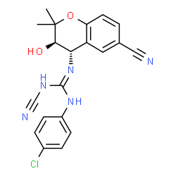 ChemSpider 2D Image | 1-(4-Chlorophenyl)-3-cyano-2-[(3R,4S)-6-cyano-3-hydroxy-2,2-dimethyl-3,4-dihydro-2H-chromen-4-yl]guanidine | C20H18ClN5O2
