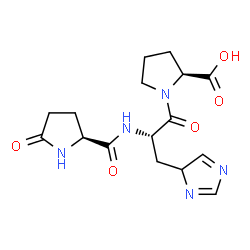 ChemSpider 2D Image | 5-Oxo-L-prolyl-3-(4H-imidazol-4-yl)-L-alanyl-L-proline | C16H21N5O5