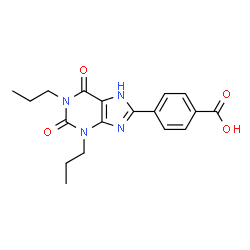 ChemSpider 2D Image | 4-(2,6-Dioxo-1,3-dipropyl-2,3,6,7-tetrahydro-1H-purin-8-yl)benzoic acid | C18H20N4O4