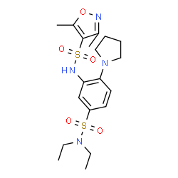 ChemSpider 2D Image | N-[5-(Diethylsulfamoyl)-2-(1-pyrrolidinyl)phenyl]-3,5-dimethyl-1,2-oxazole-4-sulfonamide | C19H28N4O5S2