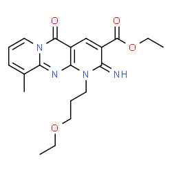 ChemSpider 2D Image | Ethyl 1-(3-ethoxypropyl)-2-imino-10-methyl-5-oxo-1,5-dihydro-2H-dipyrido[1,2-a:2',3'-d]pyrimidine-3-carboxylate | C20H24N4O4