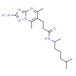 ChemSpider 2D Image | 3-(2-Amino-5,7-dimethyl[1,2,4]triazolo[1,5-a]pyrimidin-6-yl)-N-(6-methyl-2-heptanyl)propanamide | C18H30N6O