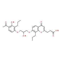 ChemSpider 2D Image | 3-{7-[3-(4-Acetyl-3-hydroxy-2-propylphenoxy)-2-hydroxypropoxy]-4-oxo-8-propyl-4H-chromen-2-yl}propanoic acid | C29H34O9