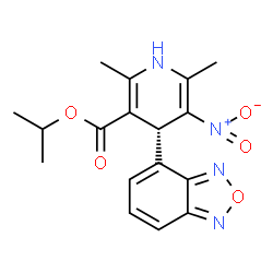 ChemSpider 2D Image | Isopropyl (4R)-4-(2,1,3-benzoxadiazol-4-yl)-2,6-dimethyl-5-nitro-1,4-dihydro-3-pyridinecarboxylate | C17H18N4O5