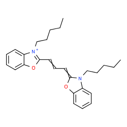 ChemSpider 2D Image | 3-Pentyl-2-(3-(3-pentyl-2(3H)-benzoxazolylidene)-1-propenyl)benzoxazolium | C27H33N2O2