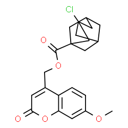 ChemSpider 2D Image | (7-Methoxy-2-oxo-2H-chromen-4-yl)methyl 3-chloro-1-adamantanecarboxylate | C22H23ClO5