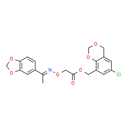 ChemSpider 2D Image | (6-Chloro-4H-1,3-benzodioxin-8-yl)methyl ({(E)-[1-(1,3-benzodioxol-5-yl)ethylidene]amino}oxy)acetate | C20H18ClNO7