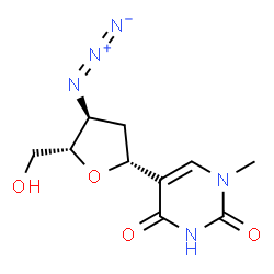 ChemSpider 2D Image | 5-(3-Azido-2,3-dideoxy-Î²-D-erythro-pentofuranosyl)-1-methyl-2,4(1H,3H)-pyrimidinedione | C10H13N5O4