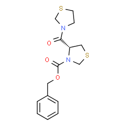 ChemSpider 2D Image | Benzyl (4R)-4-(1,3-thiazolidin-3-ylcarbonyl)-1,3-thiazolidine-3-carboxylate | C15H18N2O3S2