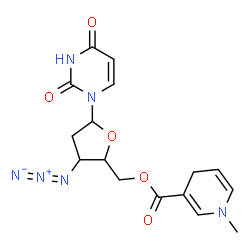 ChemSpider 2D Image | 1-{3-Azido-2,3-dideoxy-5-O-[(1-methyl-1,4-dihydro-3-pyridinyl)carbonyl]pentofuranosyl}-2,4(1H,3H)-pyrimidinedione | C16H18N6O5