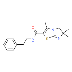 ChemSpider 2D Image | 3,6,6-Trimethyl-N-(2-phenylethyl)-5,6-dihydroimidazo[2,1-b][1,3]thiazole-2-carboxamide | C17H21N3OS