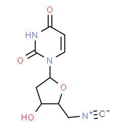ChemSpider 2D Image | 1-(2,5-Dideoxy-5-isocyanopentofuranosyl)-2,4(1H,3H)-pyrimidinedione | C10H11N3O4