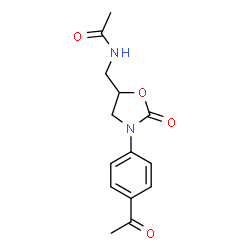 ChemSpider 2D Image | N-{[3-(4-Acetylphenyl)-2-oxo-1,3-oxazolidin-5-yl]methyl}acetamide | C14H16N2O4
