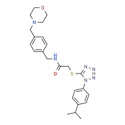 ChemSpider 2D Image | 2-{[1-(4-Isopropylphenyl)-1H-tetrazol-5-yl]sulfanyl}-N-[4-(4-morpholinylmethyl)benzyl]acetamide | C24H30N6O2S