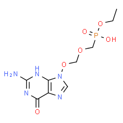 ChemSpider 2D Image | ({[(2-amino-6-oxo-6,9-dihydro-1H-purin-9-yl)oxy]methoxy}methyl)(ethoxy)phosphinic acid | C9H14N5O6P