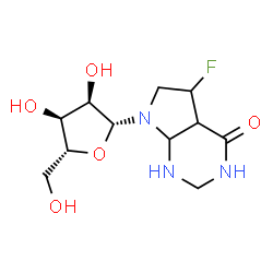 ChemSpider 2D Image | 5-Fluoro-7-(beta-D-ribofuranosyl)octahydro-4H-pyrrolo[2,3-d]pyrimidin-4-one | C11H18FN3O5