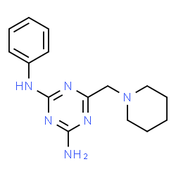 ChemSpider 2D Image | N-Phenyl-6-(1-piperidinylmethyl)-1,3,5-triazine-2,4-diamine | C15H20N6