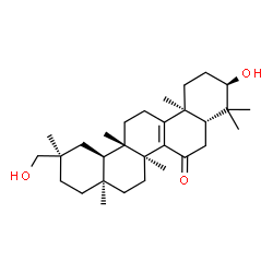 ChemSpider 2D Image | (3R,4aR,6bS,8aS,11R,12aR,12bS,14bS)-3-Hydroxy-11-hydroxymethyl-4,4,6b,8a,11,12b,14b-heptamethyl-1,3,4,4a,5,6b,7,8,8a,9,10,11,12,12a,12b,13,14,14b-octadecahydro-2H-picen-6-one | C30H48O3