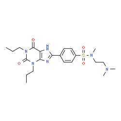 ChemSpider 2D Image | N-[2-(Dimethylamino)ethyl]-4-(2,6-dioxo-1,3-dipropyl-2,3,6,7-tetrahydro-1H-purin-8-yl)-N-methylbenzenesulfonamide | C22H32N6O4S