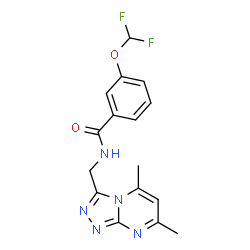 ChemSpider 2D Image | 3-(Difluoromethoxy)-N-[(5,7-dimethyl[1,2,4]triazolo[4,3-a]pyrimidin-3-yl)methyl]benzamide | C16H15F2N5O2