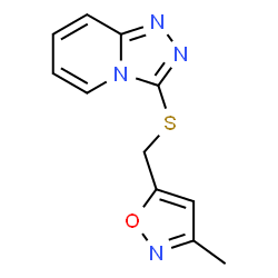 ChemSpider 2D Image | 3-{[(3-Methyl-1,2-oxazol-5-yl)methyl]sulfanyl}[1,2,4]triazolo[4,3-a]pyridine | C11H10N4OS