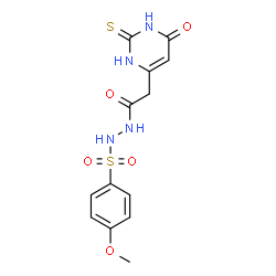ChemSpider 2D Image | N'-[(4-Methoxyphenyl)sulfonyl]-2-(6-oxo-2-thioxo-1,2,3,6-tetrahydro-4-pyrimidinyl)acetohydrazide | C13H14N4O5S2