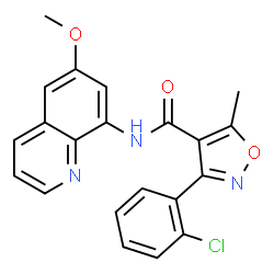 ChemSpider 2D Image | 3-(2-Chlorophenyl)-N-(6-methoxy-8-quinolinyl)-5-methyl-1,2-oxazole-4-carboxamide | C21H16ClN3O3