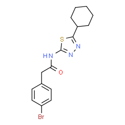 ChemSpider 2D Image | 2-(4-Bromophenyl)-N-(5-cyclohexyl-1,3,4-thiadiazol-2-yl)acetamide | C16H18BrN3OS