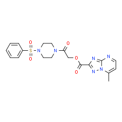 ChemSpider 2D Image | 2-Oxo-2-[4-(phenylsulfonyl)-1-piperazinyl]ethyl 7-methyl[1,2,4]triazolo[1,5-a]pyrimidine-2-carboxylate | C19H20N6O5S