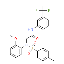 ChemSpider 2D Image | N~2~-(2-Methoxyphenyl)-N~2~-[(4-methylphenyl)sulfonyl]-N-[3-(trifluoromethyl)phenyl]glycinamide | C23H21F3N2O4S