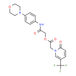ChemSpider 2D Image | 2-{[4-(4-Morpholinyl)phenyl]amino}-2-oxoethyl [2-oxo-5-(trifluoromethyl)-1(2H)-pyridinyl]acetate | C20H20F3N3O5