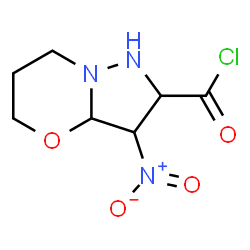ChemSpider 2D Image | 3-Nitrohexahydro-5H-pyrazolo[5,1-b][1,3]oxazine-2-carbonyl chloride | C7H10ClN3O4