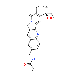 ChemSpider 2D Image | 2-Bromo-N-{[(4S)-4-ethyl-4-hydroxy-3,14-dioxo-3,4,12,14-tetrahydro-1H-pyrano[3',4':6,7]indolizino[1,2-b]quinolin-9-yl]methyl}acetamide | C23H20BrN3O5