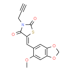 ChemSpider 2D Image | (5Z)-5-[(6-Methoxy-1,3-benzodioxol-5-yl)methylene]-3-(2-propyn-1-yl)-1,3-thiazolidine-2,4-dione | C15H11NO5S