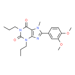 ChemSpider 2D Image | 8-(3,4-Dimethoxyphenyl)-3,7-dihydro-7-methyl-1,3-dipropyl-1H-purine-2,6-dione | C20H26N4O4