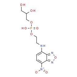 ChemSpider 2D Image | 2,3-Dihydroxypropyl 2-[(7-nitro-2,1,3-benzoxadiazol-4-yl)amino]ethyl hydrogen phosphate | C11H15N4O9P