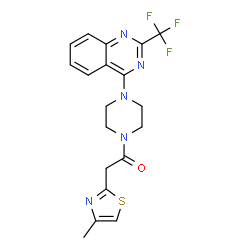 ChemSpider 2D Image | 2-(4-Methyl-1,3-thiazol-2-yl)-1-{4-[2-(trifluoromethyl)-4-quinazolinyl]-1-piperazinyl}ethanone | C19H18F3N5OS