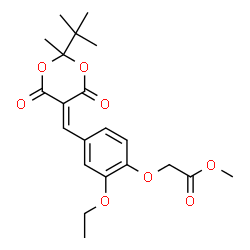 ChemSpider 2D Image | Methyl (2-ethoxy-4-{[2-methyl-2-(2-methyl-2-propanyl)-4,6-dioxo-1,3-dioxan-5-ylidene]methyl}phenoxy)acetate | C21H26O8