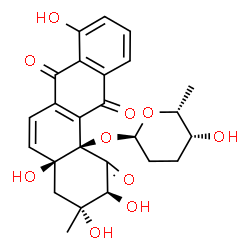 ChemSpider 2D Image | (2S,3R,4aS,12bR)-2,3,4a,8-Tetrahydroxy-12b-{[(2R,5R,6R)-5-hydroxy-6-methyltetrahydro-2H-pyran-2-yl]oxy}-3-methyl-3,4,4a,12b-tetrahydro-1,7,12(2H)-tetraphenetrione | C25H26O10